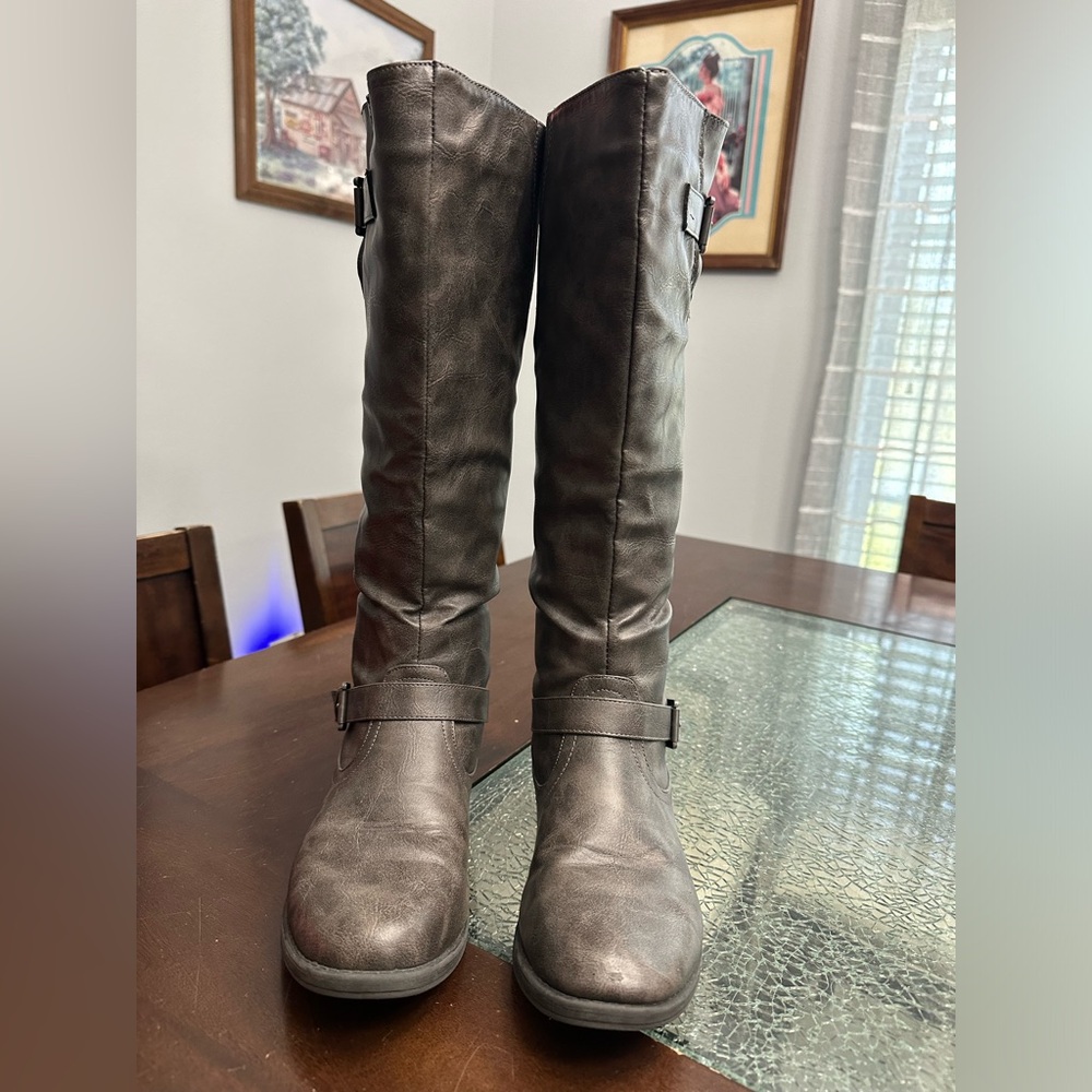 Tall gray boots